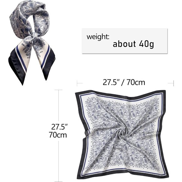 Women Navy Paisley Headscarf Satin Bandana Pattern Polyester Breathable Scarves - Picture 4 of 7